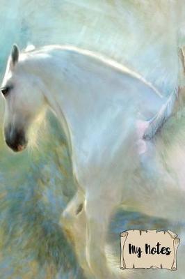 My Notes: Winged Pegasus Horse 100 Blank Lined Page Softcover Journal, Wide Ruled Composition Notebook, 6x9 Watercolor Painted Design Cover Note Book