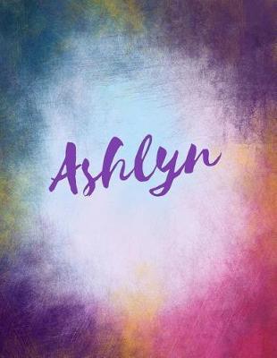 Ashlyn: Ashlyn sketchbook journal blank book. Large 8.5 x 11 Attractive watercolor texture purple pink orange & blue tones. arty stylish pretty journal for girls.