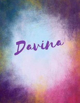 Davina: Davina journal blank book. Large 8.5 x 11 Attractive watercolor texture purple pink orange & blue tones. arty stylish pretty journal for girls.