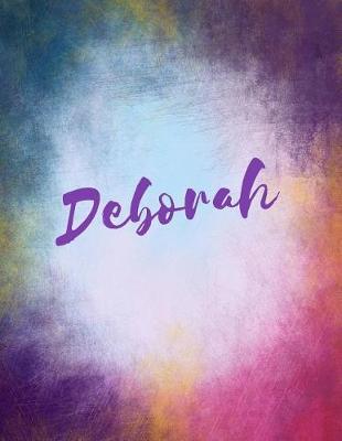 Deborah: Deborah journal blank book. Large 8.5 x 11 Attractive watercolor texture purple pink orange & blue tones. arty stylish pretty journal for girls.