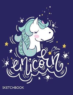 Unicorn: Unicorn on blue cover (8.5 x 11) inches 110 pages, Blank Unlined Paper for Sketching, Drawing, Whiting, Journaling & Doodling