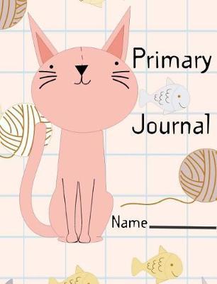 Primary Journal: Primary notebook with cute funny cat pattern, Writing practice with position letters by using the red baseline, Solid top and bottom guides with a dashed line in the middle, Size 7.44 x 9.69, Penmanship Paper 110 pages