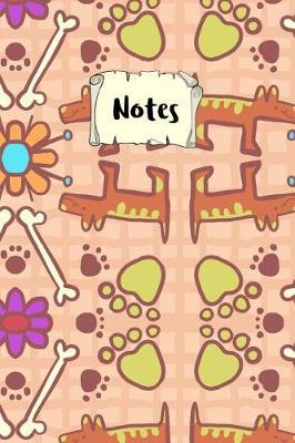 Notes: College Ruled Lined Paper 6 X 9, Cute Dogs, Bones and Flowers