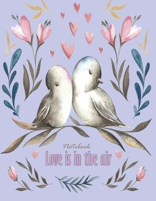 Notebook love in the air: Birds in love on purple cover and Dot Graph Line Sketch pages, Extra large (8.5 x 11) inches, 110 pages, White paper, Sketch, Draw and Paint