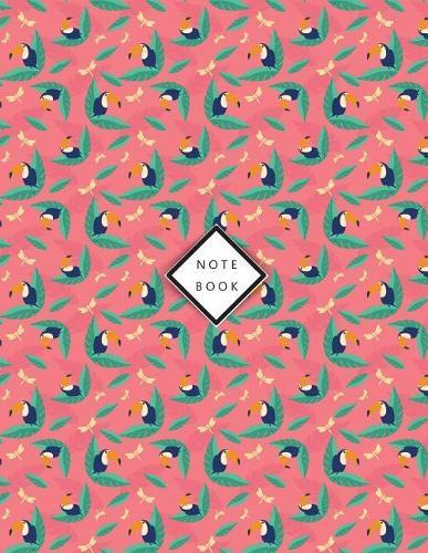 Notebook: Cute birds on pink cover and Dot Graph Line Sketch pages, Extra large (8.5 x 11) inches, 110 pages, White paper, Sketch, Draw and Paint