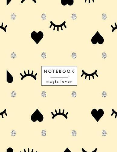 Notebook magic lover: Mini heart & eyelash on yellow cover and Dot Graph Line Sketch pages, Extra large (8.5 x 11) inches, 110 pages, White paper, Sketch, Draw and Paint