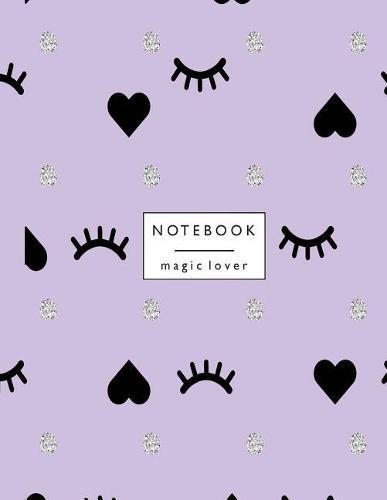Notebook magic lover: Mini heart & purple on yellow cover and Dot Graph Line Sketch pages, Extra large (8.5 x 11) inches, 110 pages, White paper, Sketch, Draw and Paint