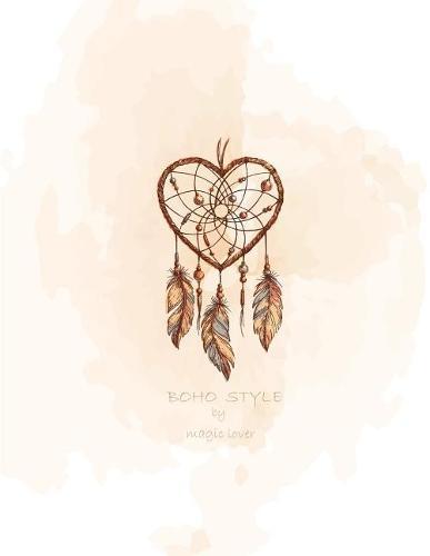 Boho style by magic lover: Dreamcatcher on white and Dot Graph Line Sketch pages, Extra large (8.5 x 11) inches, 110 pages, White paper, Sketch, Draw and Paint