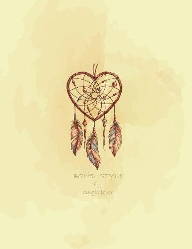 Boho style by magic lover: Dreamcatcher on yellow and Dot Graph Line Sketch pages, Extra large (8.5 x 11) inches, 110 pages, White paper, Sketch, Draw and Paint