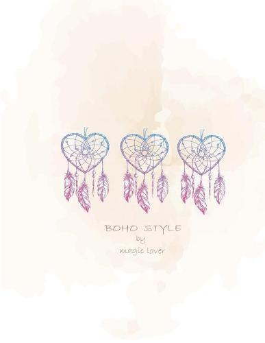 Boho style by magic lover: Dreamcatcher on white and Dot Graph Line Sketch pages, Extra large (8.5 x 11) inches, 110 pages, White paper, Sketch, Draw and Paint