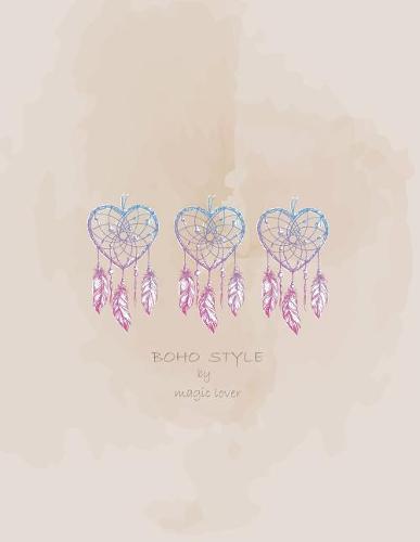 Boho style by magic lover: Dreamcatcher on grey and Dot Graph Line Sketch pages, Extra large (8.5 x 11) inches, 110 pages, White paper, Sketch, Draw and Paint