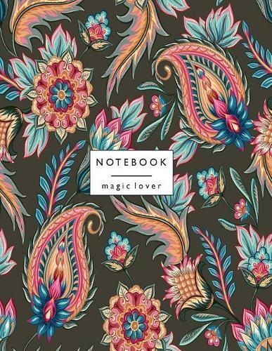Notebook magic lover: Flower on green and Dot Graph Line Sketch pages, Extra large (8.5 x 11) inches, 110 pages, White paper, Sketch, Draw and Paint