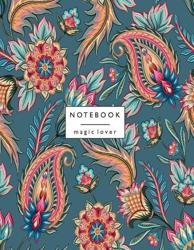 Notebook magic lover: Flower on green and Dot Graph Line Sketch pages, Extra large (8.5 x 11) inches, 110 pages, White paper, Sketch, Draw and Paint