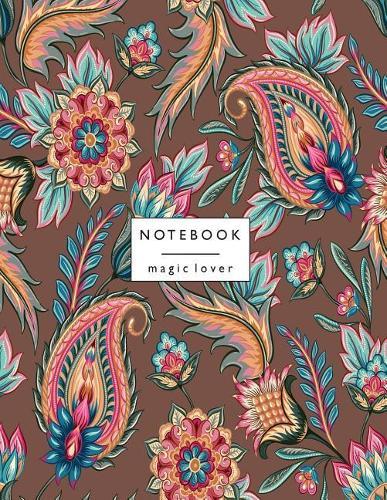 Notebook magic lover: Flower on brown and Dot Graph Line Sketch pages, Extra large (8.5 x 11) inches, 110 pages, White paper, Sketch, Draw and Paint