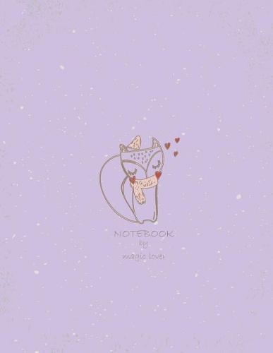 Notebook by magic lover: Cute fox on purple cover and Dot Graph Line Sketch pages, Extra large (8.5 x 11) inches, 110 pages, White paper, Sketch, Draw and Paint