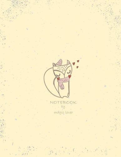Notebook by magic lover: Cute fox on yellow cover and Dot Graph Line Sketch pages, Extra large (8.5 x 11) inches, 110 pages, White paper, Sketch, Draw and Paint