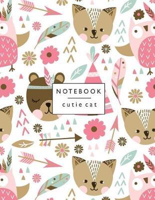 Notebook by cutie cat: Cute fox & owl on grey cover and Dot Graph Line Sketch pages, Extra large (8.5 x 11) inches, 110 pages, White paper, Sketch, Draw and Paint