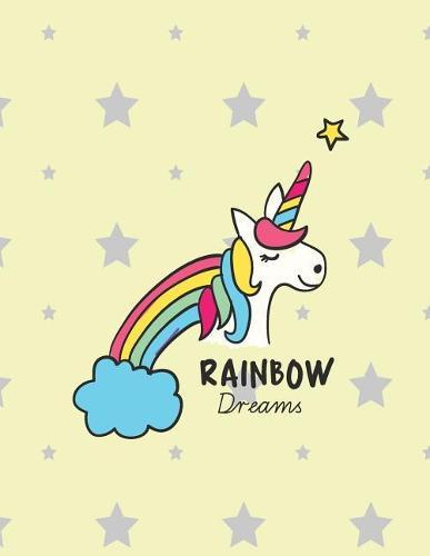 Rainbow dream: Unicorn on yellow cover and Dot Graph Line Sketch pages, Extra large (8.5 x 11) inches 110 pages, White paper, Sketch, Draw and Paint