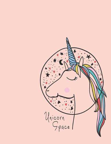 Unicorn space: Unicorn space on pink cover and Dot Graph Line Sketch pages, Extra large (8.5 x 11) inches, 110 pages, White paper, Sketch, Draw and Paint