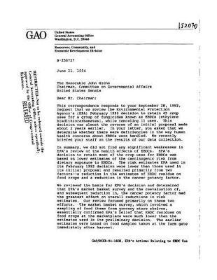 Epa's Actions Relating to Ebdc Use