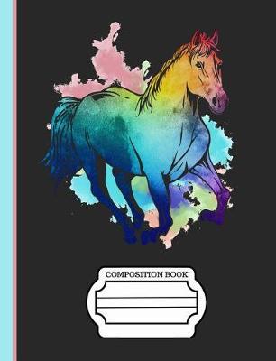 Running Horse Watercolor Composition Notebook: Journal for School Teachers Students Offices - College Ruled, 200 Pages (7.44  X 9.69 )