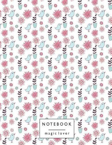 Notebook magic lover: Cute birds cover and Dot Graph Line Sketch pages, Extra large (8.5 x 11) inches, 110 pages, White paper, Sketch, Draw and Paint