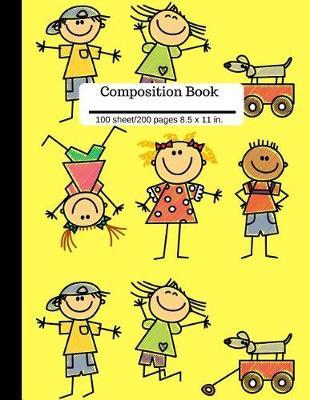 Happy Children Composition Book Lined Wide Ruled Book 100 Pages 8.5 x11: Soft Cover Writing Notebook