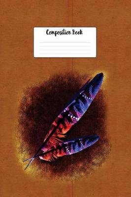 Composition Book: Native American Indian Painted Feathers Design Lined 6 X 9 Wide Ruled Paper Journal or Diary Unique Inspirational Gift for Friend or Teacher, End of Year, Retirement or Gratitude Present - Leather Looking Cover