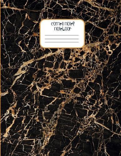 Cornell Notes Notebook - Rich Gold Black Marble Print Book Diary: Wide Ruled Lined Cornell Paper Journal for College & University Science Students Large Size Record Book