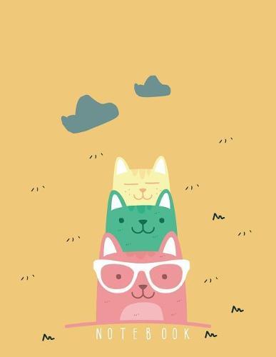 Notebook: Cute cat on yellow cover and Dot Graph Line Sketch pages, Extra large (8.5 x 11) inches, 110 pages, White paper, Sketch, Draw and Paint