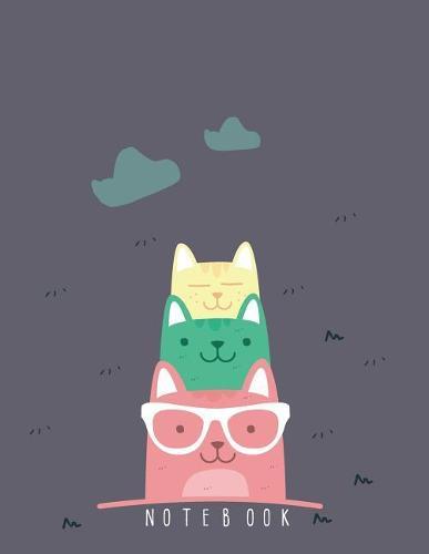 Notebook: Cute cat on purple cover and Dot Graph Line Sketch pages, Extra large (8.5 x 11) inches, 110 pages, White paper, Sketch, Draw and Paint