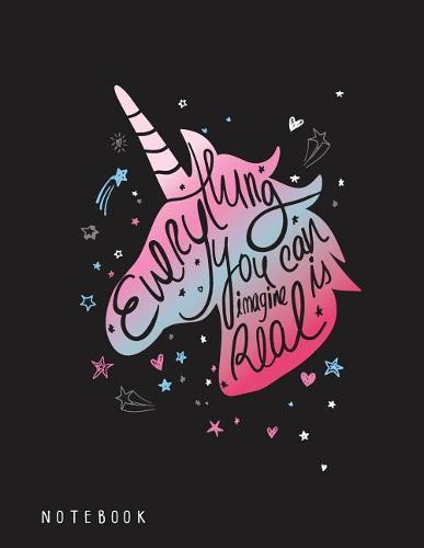 Notebook: Unicorn on black cover and Dot Graph Line Sketch pages, Extra large (8.5 x 11) inches, 110 pages, White paper, Sketch, Draw and Paint