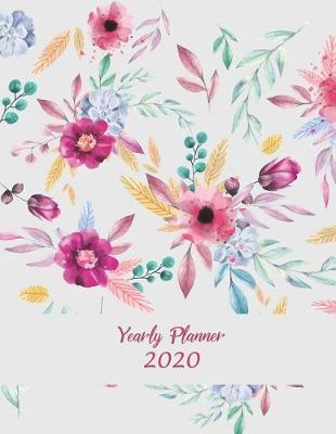 Yearly Planner 2020: Beautiful Floral Design, Yearly Calendar Book 2020, Weekly/Monthly/Yearly Calendar Journal, Large 8.5  x 11  365 Daily journal Planner, 12 Months Calendar, schedule planner, Agenda Planner, Calendar Schedule Organizer