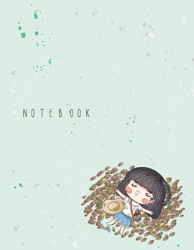 Notebook: Cute girl on green cover and Dot Graph Line Sketch pages, Extra large (8.5 x 11) inches, 110 pages, White paper, Sketch, Draw and Paint