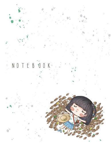 Notebook: Cute girl on green cover and Dot Graph Line Sketch pages, Extra large (8.5 x 11) inches, 110 pages, White paper, Sketch, Draw and Paint