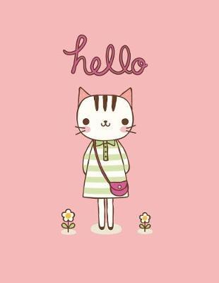 Hello: Cute cat on pink cover and Dot Graph Line Sketch pages, Extra large (8.5 x 11) inches, 110 pages, White paper, Sketch, Draw and Paint