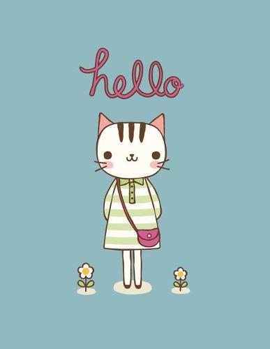 Hello: Cute cat on green cover and Dot Graph Line Sketch pages, Extra large (8.5 x 11) inches, 110 pages, White paper, Sketch, Draw and Paint