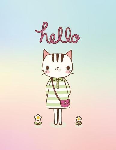 Hello: Cute cat on sweet cover and Dot Graph Line Sketch pages, Extra large (8.5 x 11) inches, 110 pages, White paper, Sketch, Draw and Paint