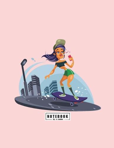Notebook: Girl love skateboard on pink cover and Dot Graph Line Sketch pages, Extra large (8.5 x 11) inches, 110 pages, White paper, Sketch, Draw and Paint