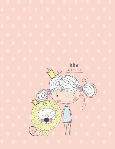 Notebook: Girl and lion on pink cover and Dot Graph Line Sketch pages, Extra large (8.5 x 11) inches, 110 pages, White paper, Sketch, Draw and Paint