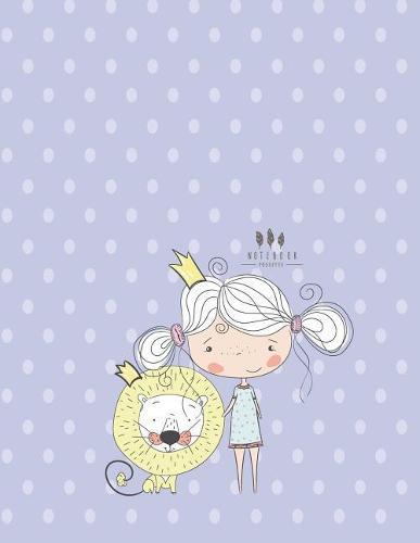 Notebook: Girl and lion on purple cover and Dot Graph Line Sketch pages, Extra large (8.5 x 11) inches, 110 pages, White paper, Sketch, Draw and Paint