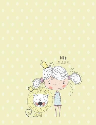 Notebook: Girl and lion on yellow cover and Dot Graph Line Sketch pages, Extra large (8.5 x 11) inches, 110 pages, White paper, Sketch, Draw and Paint