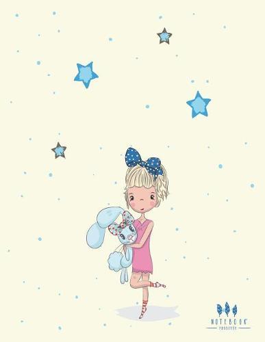 Notebook: Cute girl and bunny on yellow cover and Dot Graph Line Sketch pages, Extra large (8.5 x 11) inches, 110 pages, White paper, Sketch, Draw and Paint