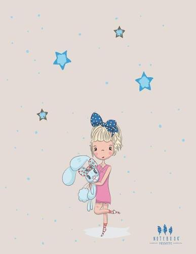 Notebook: Cute girl and bunny on grey cover and Dot Graph Line Sketch pages, Extra large (8.5 x 11) inches, 110 pages, White paper, Sketch, Draw and Paint