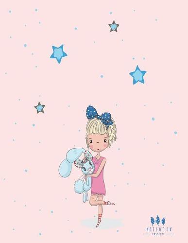 Notebook: Cute girl and bunny on pink cover and Dot Graph Line Sketch pages, Extra large (8.5 x 11) inches, 110 pages, White paper, Sketch, Draw and Paint