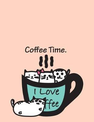Coffee time: Cup cats on pink cover and Dot Graph Line Sketch pages, Extra large (8.5 x 11) inches, 110 pages, White paper, Sketch, Draw and Paint
