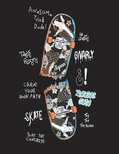 Awesome tick dude: My skateboard on black cover and Dot Graph Line Sketch pages, Extra large (8.5 x 11) inches, 110 pages, White paper, Sketch, Draw and Paint