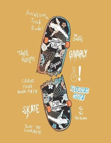 Awesome tick dude: My skateboard on dark yellow cover and Dot Graph Line Sketch pages, Extra large (8.5 x 11) inches, 110 pages, White paper, Sketch, Draw and Paint