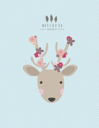 Notebook: Boho deer on blue cover and Dot Graph Line Sketch pages, Extra large (8.5 x 11) inches, 110 pages, White paper, Sketch, Draw and Paint