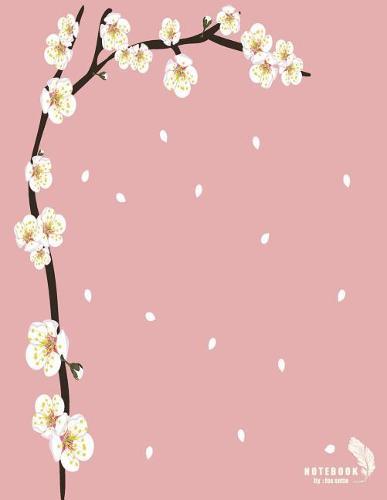 Notebook: Cherry blossom on pink cover and Dot Graph Line Sketch pages, Extra large (8.5 x 11) inches, 110 pages, White paper, Sketch, Draw and Paint